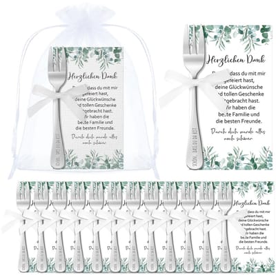 Dailygoods- Taartvorkjesset 12 Stuks - Decoratieve Tafelsetting - Bedankjes - Organzazakjes - Bedankkaartjes - Emotionele Herinneringen - Feestbedankjes