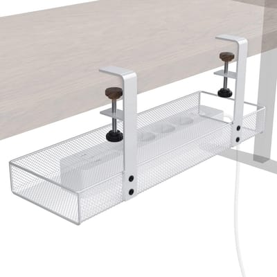 SnelShoppen - Kabelhouder Bureau Klem - Gereedschapsvrije 4-Weg Montage - KabelOrganizer voor Orde op de Werkplek - Wit Gaasontwerp - Ideaal voor Kabe