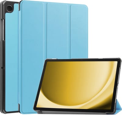 Hoes - Geschikt voor Samsung Galaxy Tab A9 Plus - Dun & Stevig - Trifold Bookcase - Hard Cover - Hardcover Book Case - Tablet Hoesje - Lichtblauw