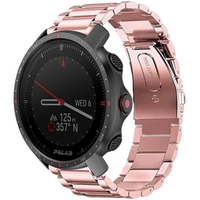 Strap-it Stalen schakel bandje - geschikt voor Polar Grit X / Grit X Pro / Vantage M / M2 / M3 / V3 - rosé pink