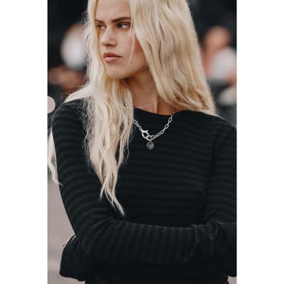 Mikuta The Black Striped Sparkly Thin Longsleeve Black Größe: XS | Longsleeves Outlet | Damen | Schwarz