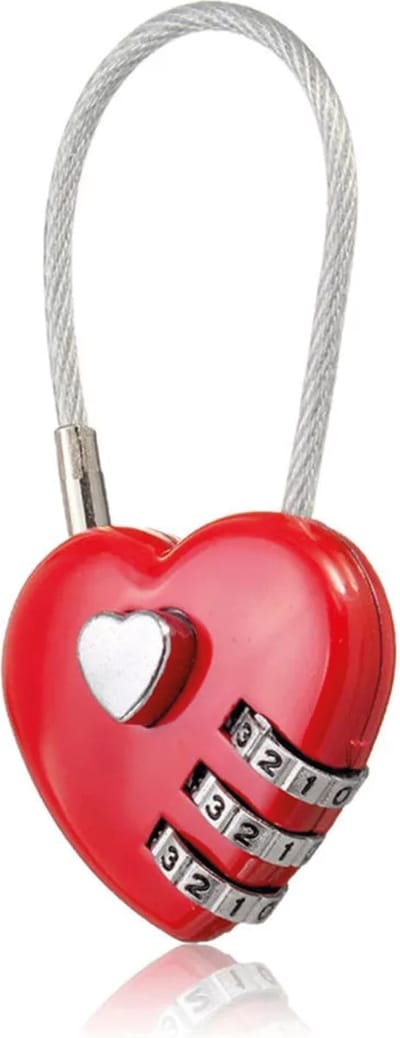 Hartjesslot - Liefdesslot - Rood - Hart - Slot - Cijferslot - Liefde - Love - Rood - Koffer - Valentijn cadeautje voor haar & hem