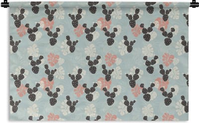 Wandkleed - Wanddoek - Cactus - Monstera - Patronen - Pastel - Hawaii - 180x120 cm - Wandtapijt
