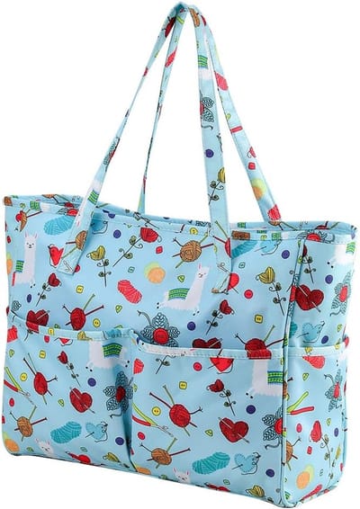 longziming - Breigaren Opbergtas - Handwerk Organizer Tas - Breitas Met Vakken - Volledige Rits Opening - Garen Doorvoergaten - 600D Oxford Stof - Waterafstotend En Duurzaam - Ideaal Voor Onderweg En Thuis - 1 Stuk
