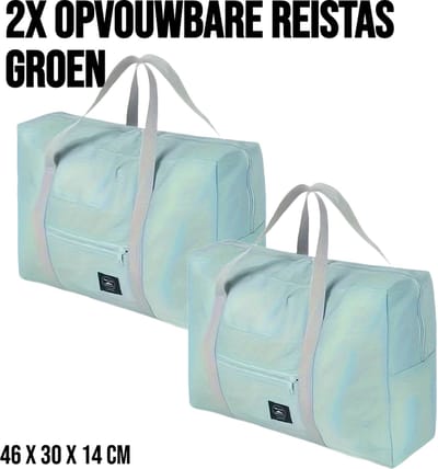 2 Stuks Opvouwbare Reistas Weekendtas Op Koffer Standtas Reis Tas Handbaggage Opbergtas Sporttas - 46 x 30 x 14 cm Kleur Groen %%