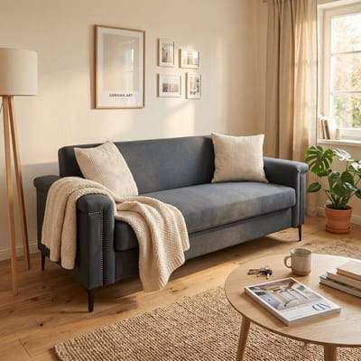 Wishdor 2-Zitsbank - Compact En Comfortabel - Scandinavisch Design - Voor Woonkamer - Houten Frame Met Metalen Poten - Donkergrijs - 172 X 72 X 82 Cm