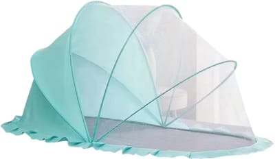 Opvouwbaar Babybedje met Klamboe – Pop-Up Reis Babybed Tent met Insectennet, Zonnescherm en UV-Bescherming, Draagbaar Baby Campingbed zonder Installatie - Groen tint