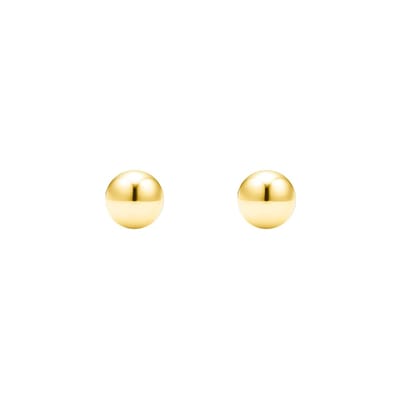 Goudkleurig Ball Oorbellen - Verguld Ball Dames Oorstekers - Ball Earrings - Verguld Echte Zilver 925 - 8mm - Amona Jewelry