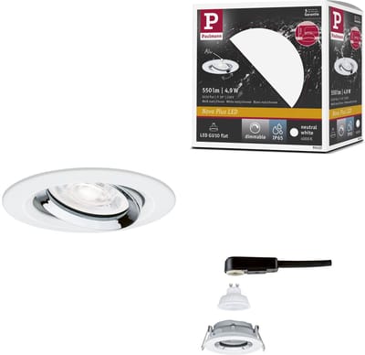 LED-inbouwlamp Nova Plus GU10 Flat IP65 93 mm 4,9W 550lm 230V dimbaar 4000K Wit mat, Chroom