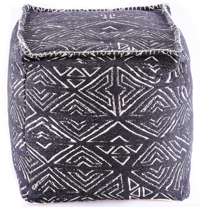JHUBERS- Poef 50 cm - Luxe Ambachtelijke Kamerdecoratie - Boheemse Poef - Zithoek Ottoman - Vloerkussen met Handgemaakte Details