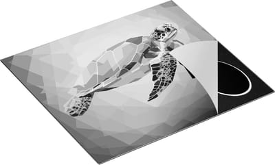 Chefcare Inductie Beschermer Schildpad in het Water - Zwart Wit - 60x50 cm - Afdekplaat Inductie - Kookplaat Beschermer - Inductie Mat