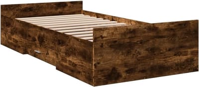 Bedframe met lades - Opbergbed 1-persoons - Slaapkamer organiseren - Inclusief 2 bedladen - 100x200 cm - Gerookt eiken