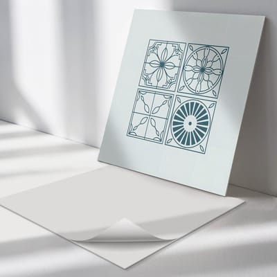 Wallfluent Vinyl Tegels - Geometrische tegelpatronen Vinyl Tegels Zelfklevend - 30 cm x 30 cm - Wit PVC Tegels - Set van 9 - Vierkant PVC Tegels - Texturen Plaktegels - Zelfklevende Vinyltegels - Plaktegels Keuken en Badkamer