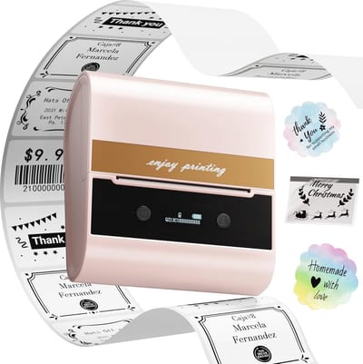 Bluetooth-labelprinter voor etiketten en barcodes, thermische printer 20-80 mm voor thuis, kantoor en kleine bedrijven, geschikt voor smartphones en pc's