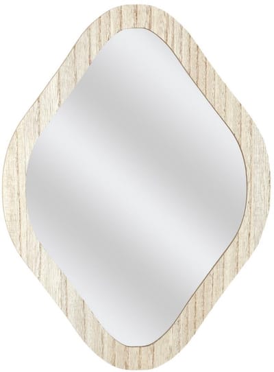 Home Deco Factory Spiegel - hout - 25 x 34 cm - wandspiegel - ruit vorm - natuurlijke look