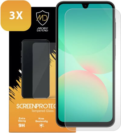 3-Pack MobyDefend Screenprotectors - Geschikt voor Samsung Galaxy A26 Case-Friendly Screensavers - Gehard Glas