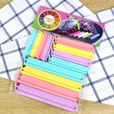 12 STUKS Voedsel Snack Verpakkingstas Afsluitende Plastic Clips Voor Pakketten Keuken Opslag En Organisatie Items Accessoires yellow