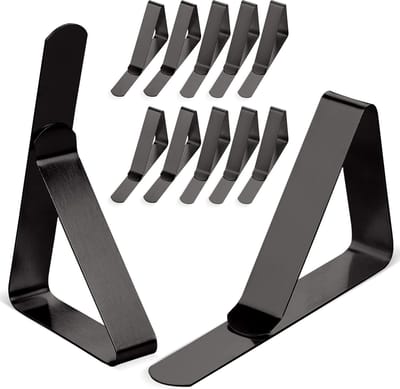 BOTC Tafelkleedklemmen –12 stuks - Stevige Tafelklemmen voor Tafellaken - Tafelkleed Gewichtjes –RVS - Zwart