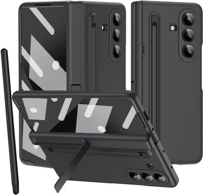 Volledige Body Hoes voor Galaxy Z Fold 7 met Schermbeschermer en Scharnierbescherming, Zwart, Inclusief Pen en Houder Sleuf, Duurzaam en Stijlvol Accessoire