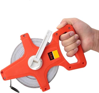 Rolmeetlint - Meetlint Bouw - Nauwkeurig Meten - Drukbestendig Frame - 50 Meter - Geel