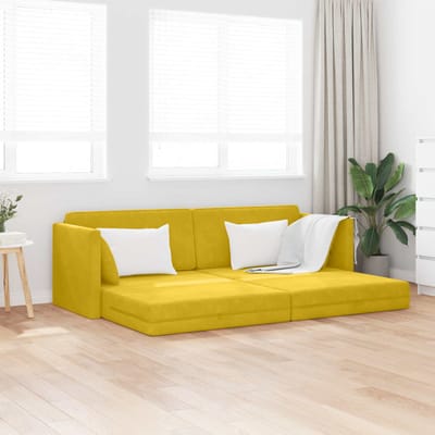 vidaXL - Vloerslaapbank - Geel - 213 - x - 70 - x - 77 - cm - Fluweel
