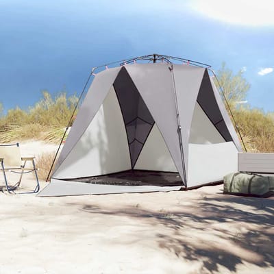 vidaXL - Strandtent - 4-persoons - waterdicht - snelontgrendeling - grijs