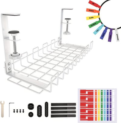Livano Kabel Organiser - Kabelhouder - Kabelbox - Kabel Management - Opbergbox - Kabelgoot - Bureau - Kabelbrug - Wit