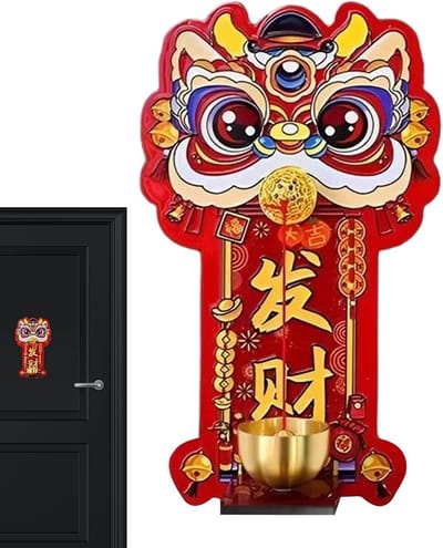 Magnetische deurbel - Houten gong - Woondecoratie - Leeuwen design - 20 cm - Meerkleurig