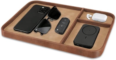 Trendy Organizer Valet Tray van Premium PU Leer - Multifunctionele Catchall voor Sleutels, Horloge en Portemonnee - Perfect voor Bedside en Vanity Gebruik
