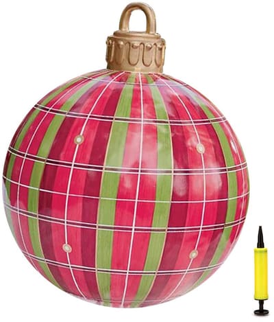 Dailygoods- Opblaasbare Kerstbal 60 cm - Reusachtige Decoratie - PVC - Kersttuindecoraties - Inclusief Inflatorcilinder - Heldere Kleuren - Kerstdecoratie