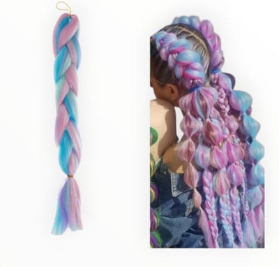 Frazimashop - Haar extensions- Vlechthaar Jumbo Braids -Klitvrij- 60 cm – Violet & Blauw – Crochet Haar – 1 Stuk- Mix kleur