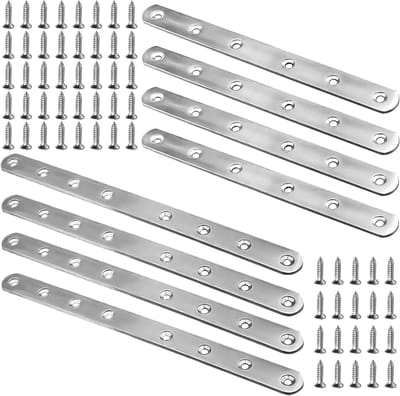 Cosensi- Verbinder Hoogwaardige Roestvrij Stalen - Platte Verbindingen - 8 Stuks - Inclusief 60 Schroeven - Voor Meubelherstel - Duurzaam en Corrosiebestendig - Metaalverbinder