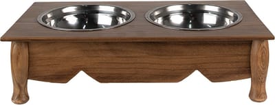 Clayre & Eef Voerbak hond 2x500 ml Bruin Hout