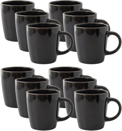 Home Deco Factory Mok - 12x - zwart - 40 cl - keramiek - vaatwasserbestendig