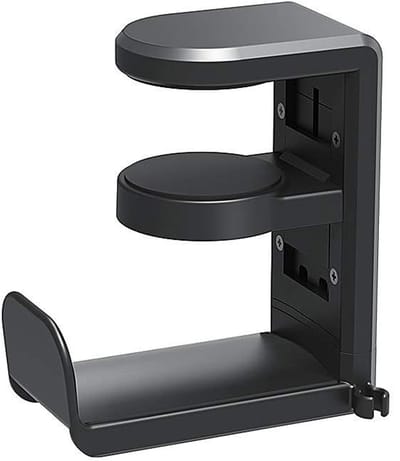 Koptelefoonhouders - Headset Houder - Koptelefoon Haak - Koptelefoon Standaard - Headset Hanger - 11,43*10,16*4,06 cm - Zwart - Kunststof - Verstelbare - Roterende armklem - Antislip - Koptelefoon Houder voor onder Bureau
