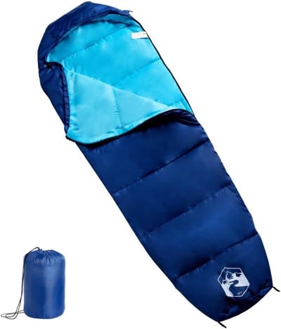 Mummieslaapzak Volwassenen - Kampeerslaapzak Outdoor - Kamperen Wandelen - Waterbestendige Vulling - 208 x 72 cm - Marineblauw Blauw