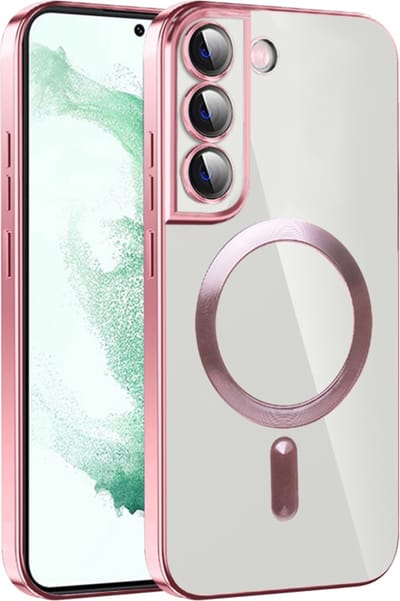 Hoesje geschikt voor Samsung Galaxy S22 Plus - Techsuit Luxury Crystal Back Cover - Geschikt voor MagSafe - Transparant/Roze