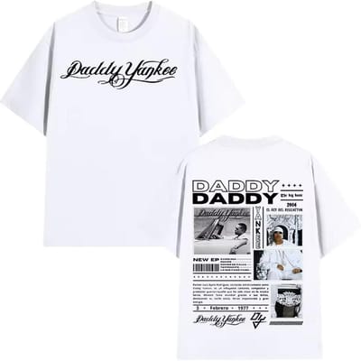 25/26 Zomer Rapper Daddy Yankee 2024 Tour Grafische T-shirts Heren Retro Hoge Kwaliteit Oversized 100% Puur Katoen Bedrukt T-shirt S gray