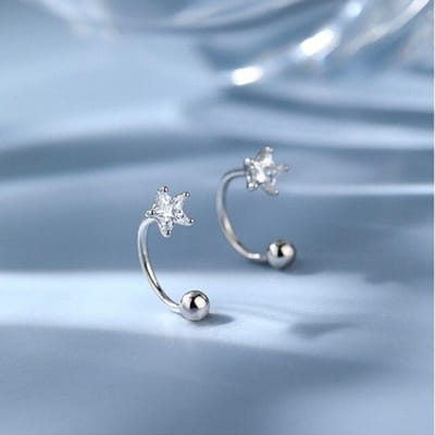 925 Sterling Zilver Zircon Ster Rond Kralen Stud Oorbellen Voor Vrouwen Meisjes Feest Sieraden Accessoires eh089