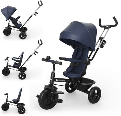Kinderkraft ASTON 2 PLUS - Driewieler - 6-in-1 - 360° Draaibare Zitting - Navy