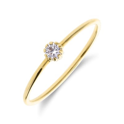 Lucardi Dames 9 karaat ring met zirkonia voor dames - Ring - 9 Karaat - Goudkleurig - 16.50 / 52 mm