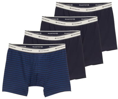 Tom Tailor - Halflange boxers in een 4-pack - Maat S/4 - blue stripe
