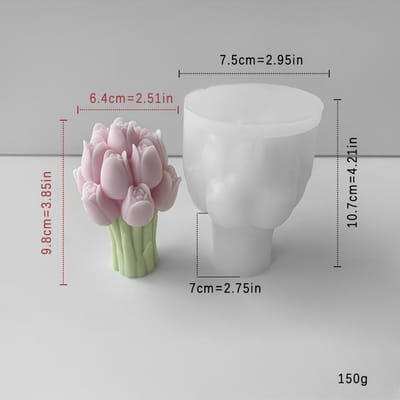Tulp Boeket Kaars Siliconen Mal Aromatherapie Was Boetseermal 3D Bloem Siliconen Gietmal voor DIY Knutselen, Huisdecoratie 1st