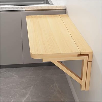Houten Klaptafel - Wandtafel Bureau - Ruimtebesparend Werken - Inclusief Stevige Beugels - 100x40cm - Naturel