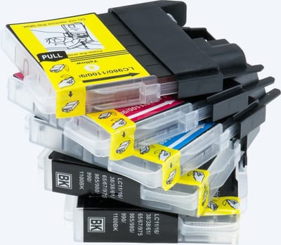 KATRIZ® huismerk inkt voor|Brother /LC980/LC985/LC1100/LC1100H| 2x black +1x Cyan +1x Magenta+1x Yellow|29ml | ( 5stuks)