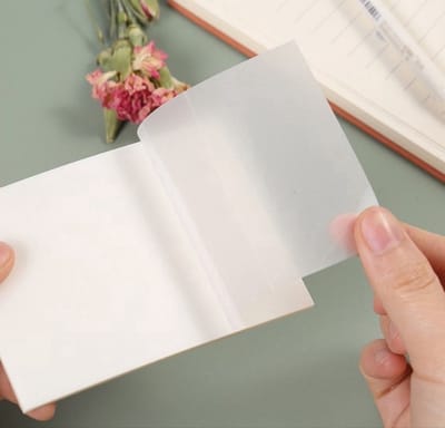 *** 150 Semi Transparante Sticky Notes Semi Transparante Memoblaadjes - 3 blokjes met 50 velletjes - 150 in Totaal - Zelfklevend & Waterbestendig - van Heble® ***
