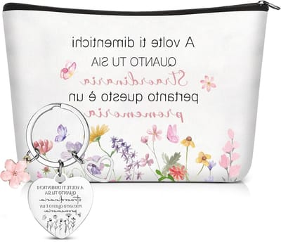 Motiverende Cadeauset voor Vrouwen en Vrienden, Inspirerende Make-up Tas en Sleutelhanger met Bloemen voor Verjaardag en Afstuderen