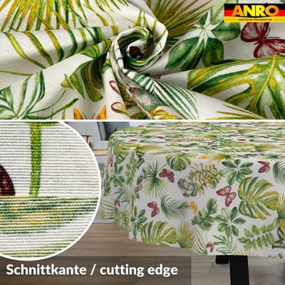 ANRO Tafelkleed Vlinders en bladeren Meerkleurig Ovaal 240x140cm Rechte rand Afwasbaar