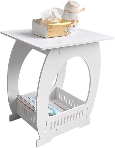 Bijzettafel met mand - Nachtkastje klein - Opbergen en neerzetten - Stevig en duurzaam