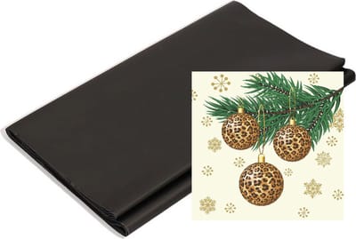 Kerst thema tafel set met luipaard print zwart
